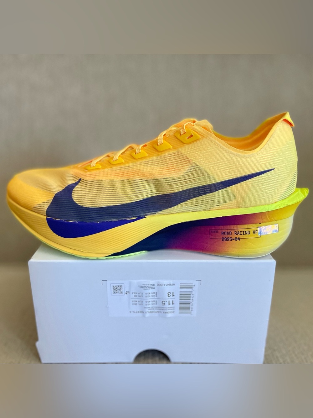 Size 11.5 - Nike ZoomX Vaporfly NEXT% 4 Citron Pulse Running Shoes HF6414-800